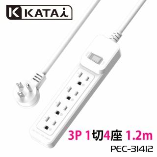 【katai】3孔1開關4插座MIT台灣製造延長線120cm(延長線 PEC-31412)