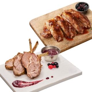 【KKLife】即享餐廳美味-醬烤肉排2盒(豬肋排515g、戰斧豬排600g、羊肩排310g/盒;烤肉;年菜;即食.伴手禮)