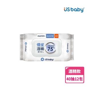 【US BABY 優生】酒精濕巾 75% Alcohol -超厚型加蓋40抽(12包)