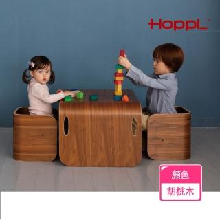 【HOPPL】ColoColo 翻轉兒童成長桌椅組-胡桃木色