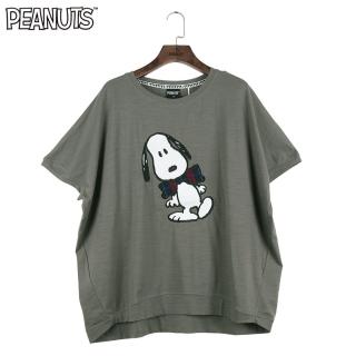 【SNOOPY 史努比】史努比大蝴蝶結寬版短袖圓領T(紅/深灰)