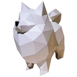 【SPICE】問創 Ask Creative DIY手作3D紙模型 禮物 擺飾-博美犬 白色