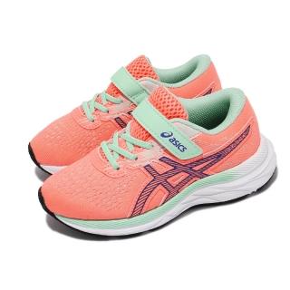 【asics 亞瑟士】慢跑鞋 Pre Excite 7 PS 魔鬼氈 童鞋 亞瑟士 運動休閒 郊遊 踏青 中童 橘 綠(1014A101704)