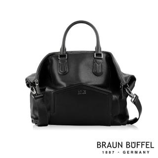 【BRAUN BUFFEL 德國小金牛】台灣總代理 奧菲莉亞-A 小型折耳手提包-黑色(BF675-57-BK)