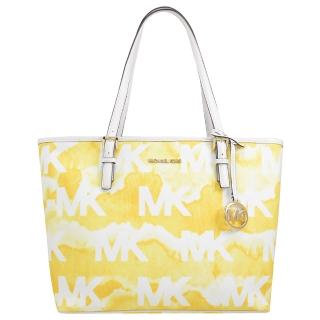 【Michael Kors】經典MK LOGO水彩暈染肩背大托特包(黃)