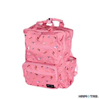 【HAPI+TAS】新 日本原廠授權 摺疊 手提 雙層後背包 - 321 粉紅色度假小島(旅行袋/ 摺疊收納袋/購物袋)