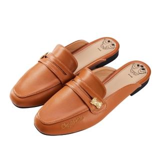 【Disney 迪士尼】迪士尼女鞋 奇奇蒂蒂 立體造型飾釦穆勒鞋-咖(MIT台灣在地工廠製造)