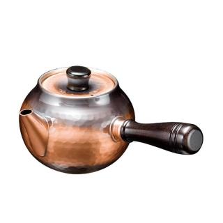 【TACHIKICHI 橘吉】日本新光堂鎚目急須銅器-橫手赤銅370ml(台灣獨家販售 品質有保障)