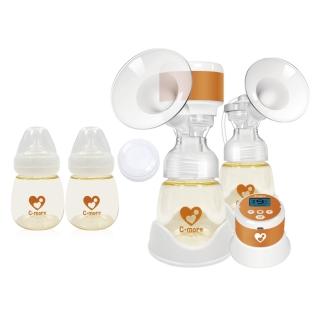 【Cmore】C1三合一雙邊電動吸乳器+PPSU寬口奶瓶x2+儲奶蓋(新手必備組)