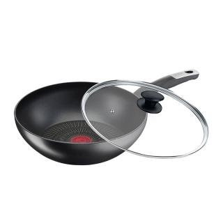 【Tefal 特福】法國製極上御藏系列28CM不沾鍋炒鍋+玻璃蓋(電磁爐適用/IH爐可用鍋)