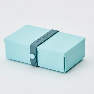 【丹麥 uhmm】環保摺疊午餐盒 900ml-薄荷色餐盒 x 深綠色扣環