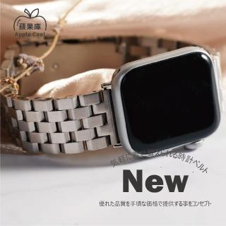 【蘋果庫Apple Cool】Apple Watch S7/6/SE/5/4 38/40/41mm 五排實心切面鋼帶