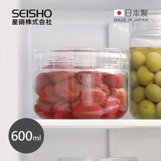 【日本星硝SEISHO】日製淺型寬口徑清透玻璃儲物罐-600ml(保存罐 保鮮罐 儲存罐)