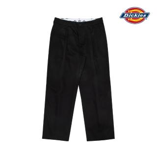 【Dickies】男款黑色立體褶襉設計休閒長褲｜DK009560BLK