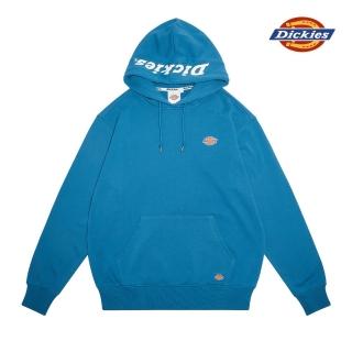 【Dickies】男款中階藍純棉帽上Logo印花連帽大學T｜DK009427B99