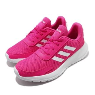 【adidas 愛迪達】慢跑鞋 Tensaur Run 運動 童鞋 女鞋 愛迪達 輕量 透氣 避震 路跑 中大童鞋 粉 白(EG4126)