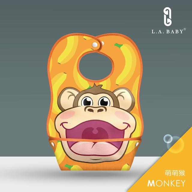 【L.A. Baby】防水立體寬口袋圍兜(多款可選)