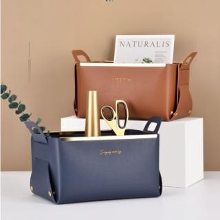 【METER DEER 米鹿】皮革 皮質置物 摺疊 桌面置物 雜物 分類雜物 收納 儲物(桌面收納 皮革 收納籃 置物籃)