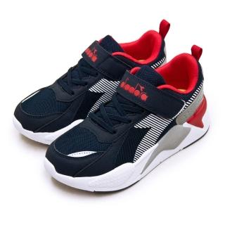 【DIADORA】大童 迪亞多那 22cm-24.5cm 輕量超寬楦避震慢跑鞋 科技老爹鞋系列(藍紅灰 11021)