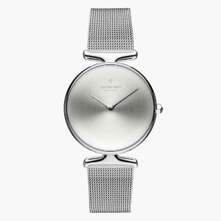 【Nordgreen】Unika白錶盤網格鈦鋼銀32mm(UN32SIMESIBM)