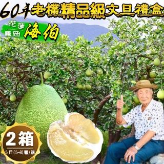 【花蓮鶴岡-中秋禮盒】海伯60年精品級老欉文旦禮盒5斤5-8顆x2盒(海伯精品文旦老饕最愛)