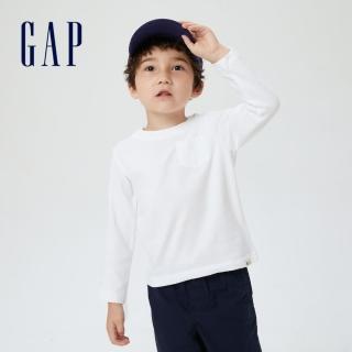 【GAP】男幼童 布萊納系列 基本款純棉長袖T恤(669934-白色)