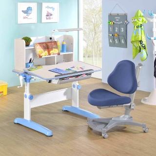 【SingBee 欣美】巧學兒手搖式雙板桌+90桌上書架+139S椅(藍色/兒童書桌椅/可升降桌椅/兒童桌椅/台灣製)