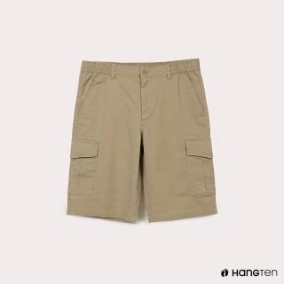 【Hang Ten】男裝-SLIM FIT修身鬆緊腰頭口袋短褲-卡其