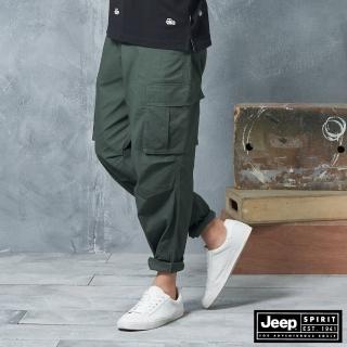 【JEEP】男裝 軍風潮流休閒寬鬆工作褲(軍綠)