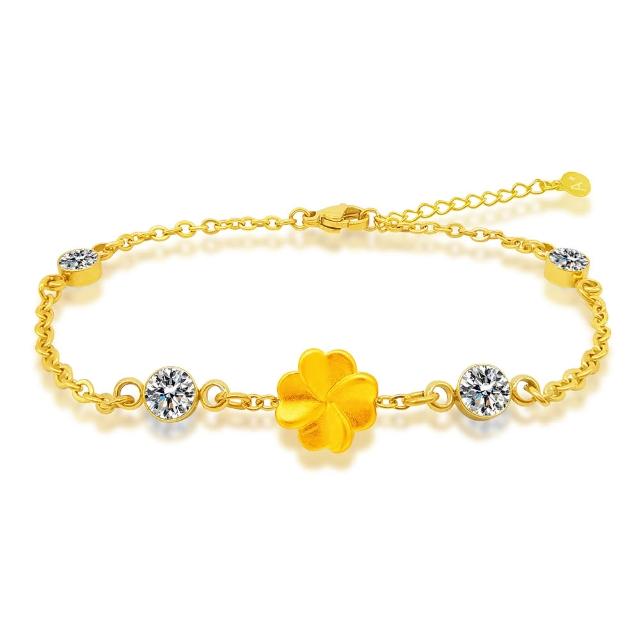 【A+】9999純黃金墜施華洛世奇晶鑽黃金手鍊 大賺四方-0.03-0.05錢±3厘(12選1)
