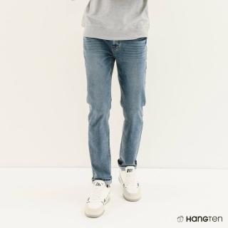 【Hang Ten】男裝-環保再生紗-SLIM FIT修身中腰丹寧褲-藍