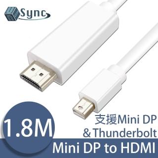 【UniSync】Mini DisplayPort公轉HDMI公高畫質影音轉接線 白/1.8M