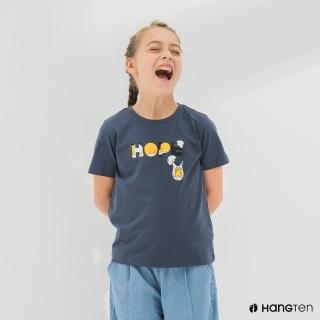 【Hang Ten】童裝-Hello Kitty前胸印花短袖T恤-深藍