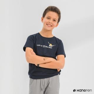 【Hang Ten】童裝-Hello Kitty標語印花短袖T恤-深藍