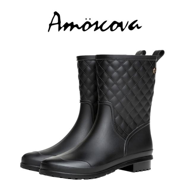 【Amoscova】菱格中筒雨鞋 雨靴(1611)