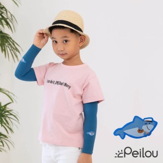 【PL Life】貝柔兒童抗UV高效涼感防蚊袖套(鯊魚貼布繡)