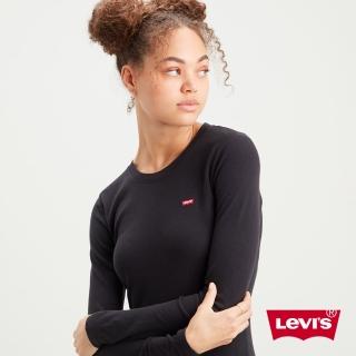 【LEVIS】女款 長袖T恤 / 迷你Logo布章 / 有機面料 / 黑 熱賣單品