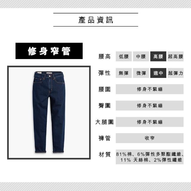 【LEVIS】女款 高腰修身窄管牛仔長褲/深藍染水洗/義大利Candiani頂級赤耳/及踝款/天絲棉 熱賣單品