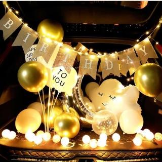 韓系文青雲朵生日氣球後車廂佈置組1組(生日氣球 求婚佈置 氣球佈置 生日 告白 後車廂布置)