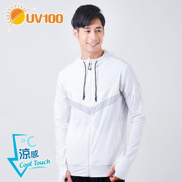 【UV100】抗UV-涼感金屬拼接透氣連帽外套-男 AA91018(涼感、防曬、透氣、外套、連帽外套)