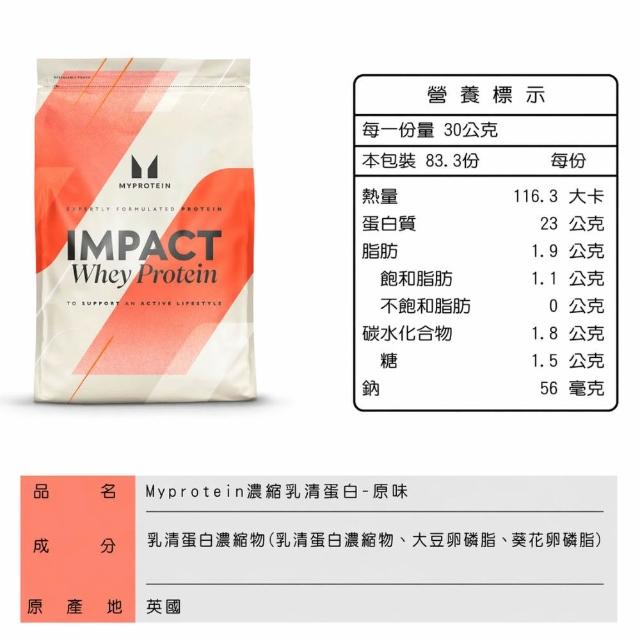 【MYPROTEIN】濃縮乳清蛋白2.5KG(多口味可選)