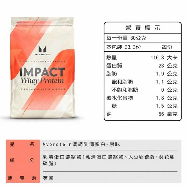 【MYPROTEIN】濃縮乳清蛋白1KG(多口味可選)