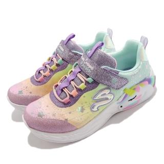 【SKECHERS】休閒鞋 S Lights 燈鞋 獨角獸 童鞋 輕量 避震 緩衝 透氣 魔鬼氈 好穿拖 彩色(302311-LPRMT)
