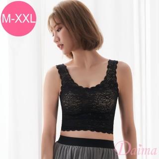 【Daima 黛瑪】無痕內衣M-XXL/寧夏之夜美背蕾絲無鋼圈內衣/透氣集中包覆涼感/ABCDE罩(黑色)