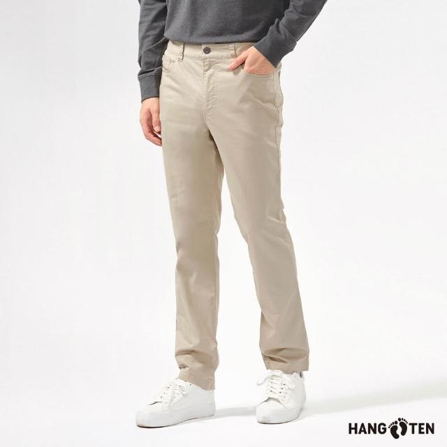 【Hang Ten】男裝-斜紋布修身/防皺直筒基本款長褲(多款選)