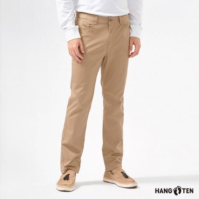 【Hang Ten】男裝-斜紋布修身/防皺直筒基本款長褲(多款選)