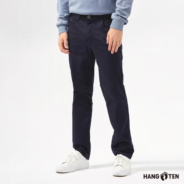 【Hang Ten】男裝-斜紋布修身/防皺直筒基本款長褲(多款選)