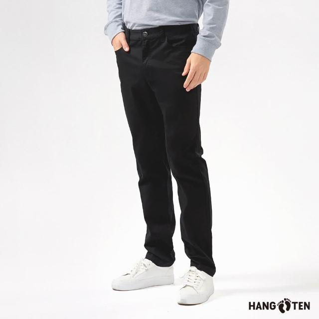 【Hang Ten】男裝-斜紋布修身/防皺直筒基本款長褲(多款選)