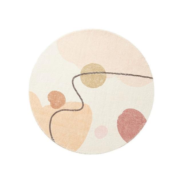 【Mega】北歐藝術抽象圓形地墊  地毯 80X80cm(柔軟防滑 床邊地毯 客廳臥室)