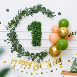 韓系森林風寶寶週歲生日氣球組1組-三款數字任選(生日氣球 派對 生日派對 派對氣球 生日佈置 氣球)